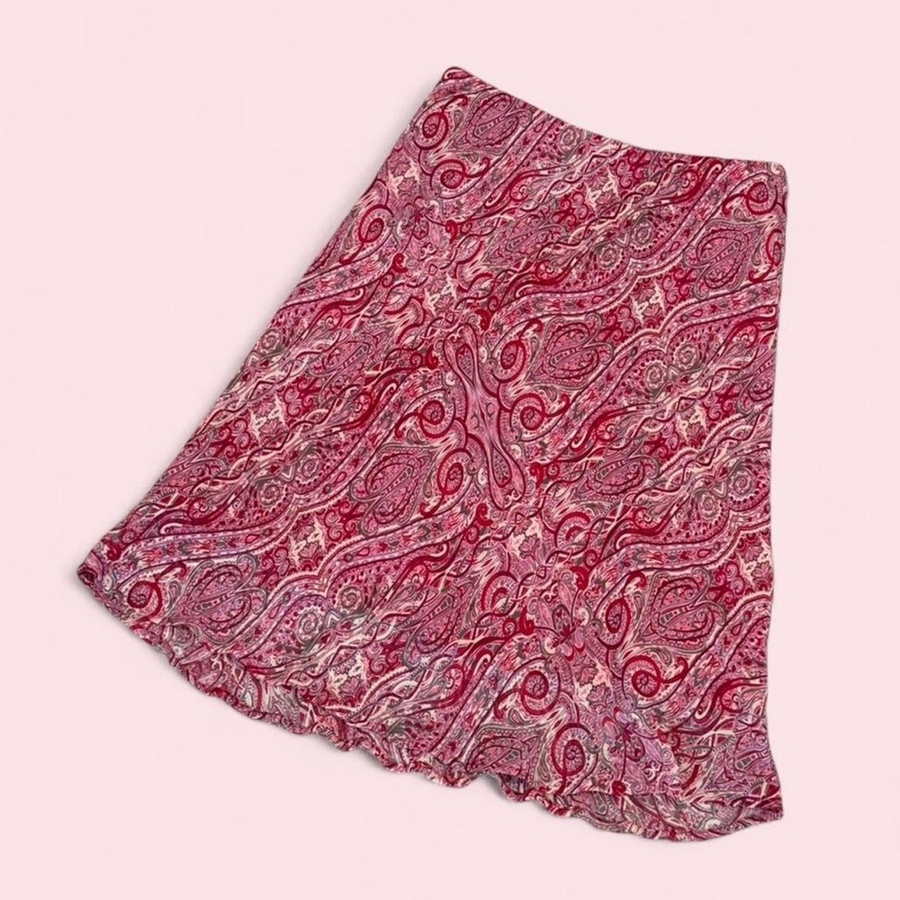 Jaclyn Smith Red-Pink Paisley A-Line Skirt